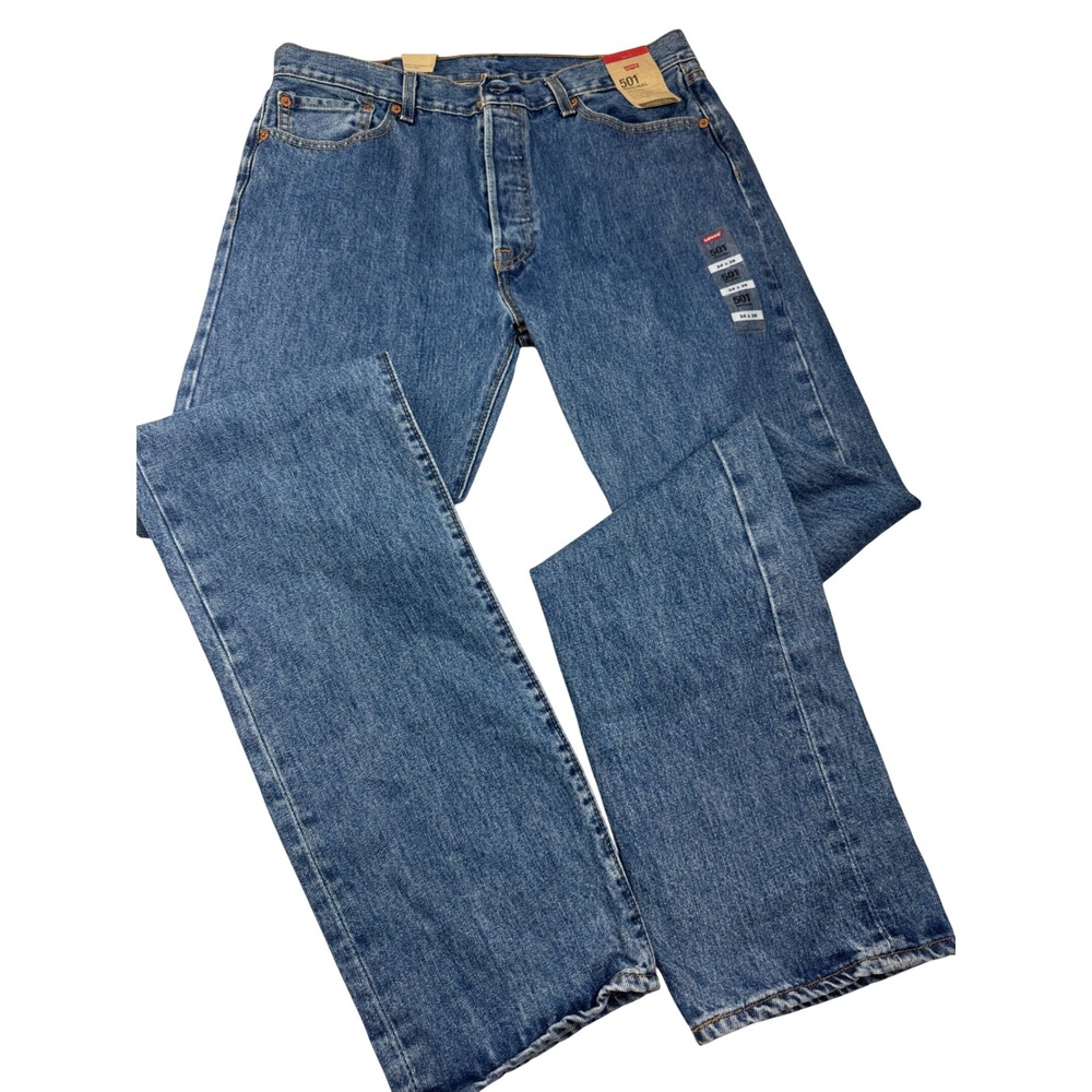 Levis 501 Original Fit Mens Jeans 34x36 Blue Denim Button Fly 00501-0193 NWT